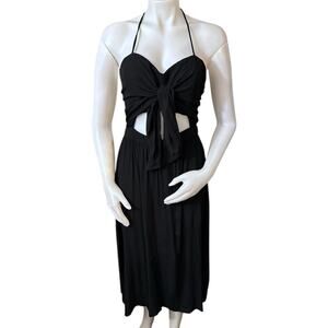 DO+Be Black Dress Tie Halter Cut-Out Midsection Size M